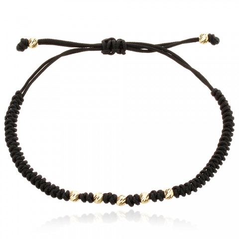 Гривна с черен конец и златни топчета