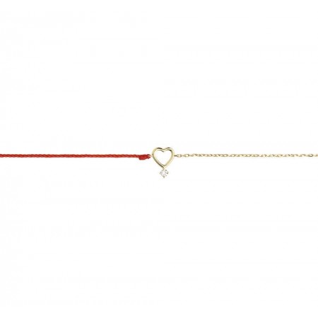 Гривна с червен конец и златен елемент сърце