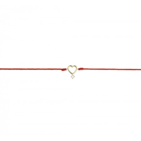 Гривна с червен конец и златен елемент сърце