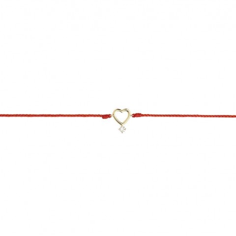 Гривна с червен конец и златен елемент сърце