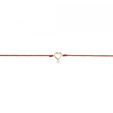 Гривна с червен конец и златен елемент сърце
