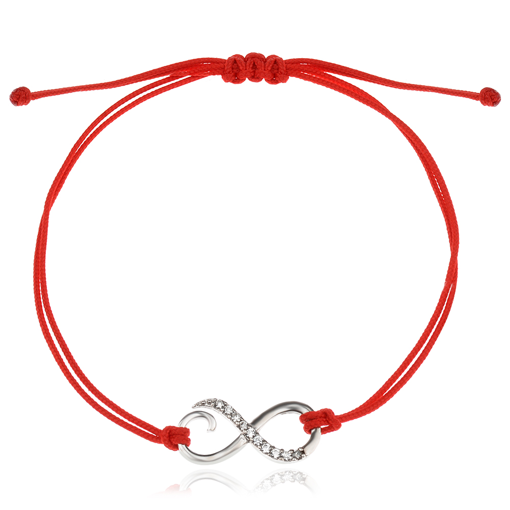 Гривна с червен конец и златен елемент Infinity