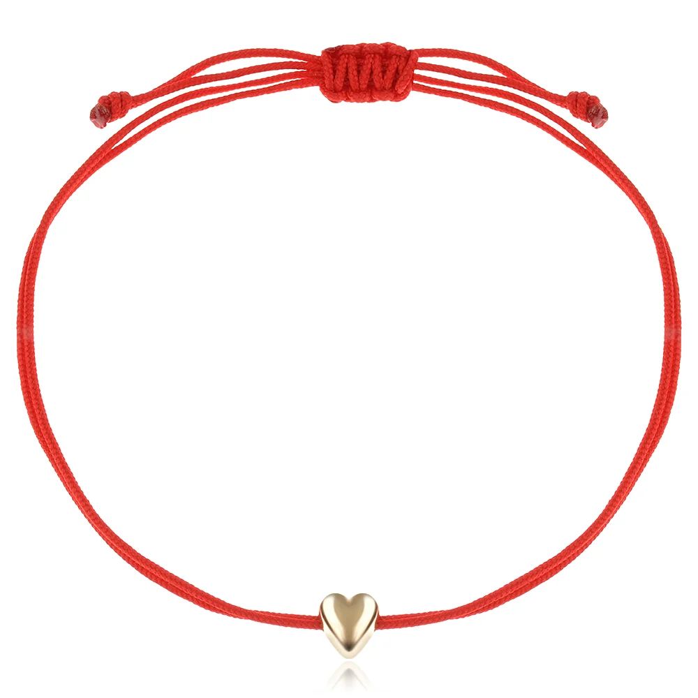 Гривна с червен конец и златен елемент Сърце - ГРИВНИ С КОНЕЦ (Златни и сребърни бижута)