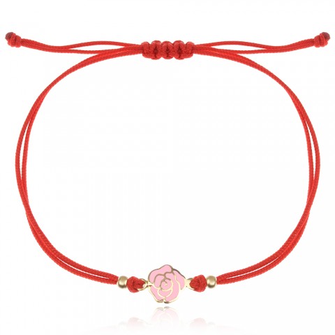 Гривна с червен конец и златен елемент Роза