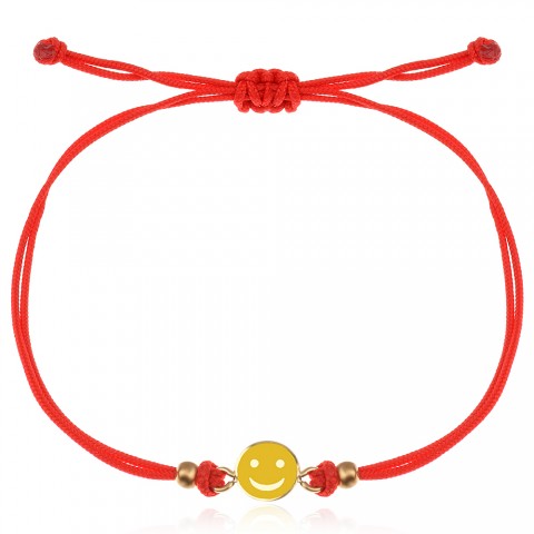 Гривна с червен конец и златен елемент Усмивка