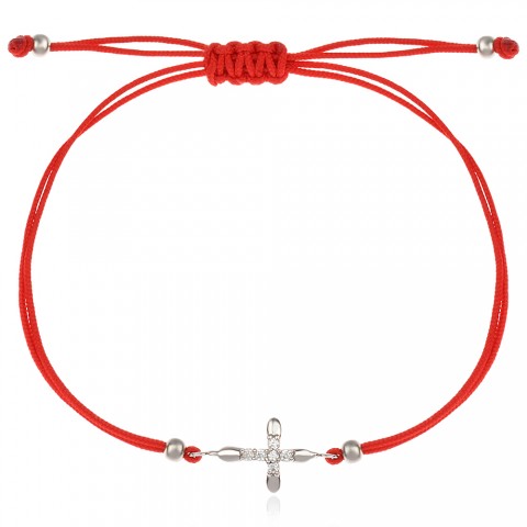 Гривна с червен конец и златен елемент Кръстче