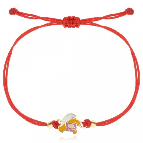 Гривна с червен конец и златен елемент Смърфиета