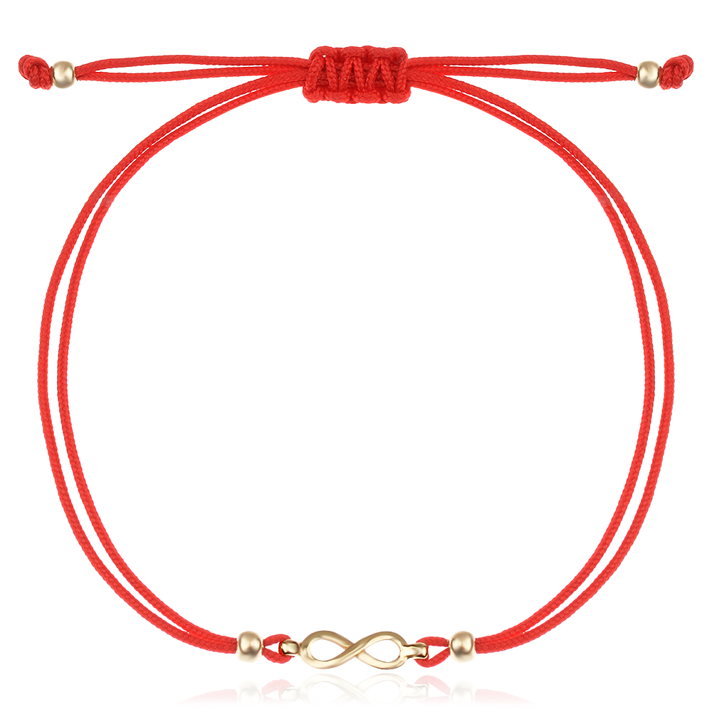 Гривна с червен конец и златен елемент Безкрайност
