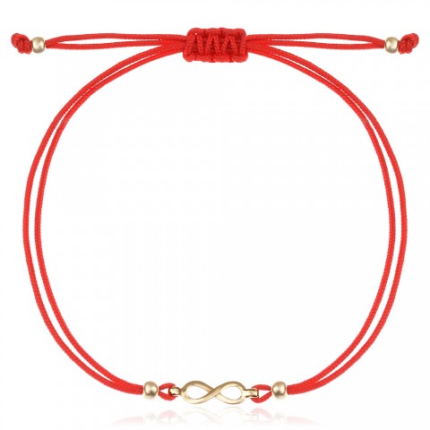 Гривна с червен конец и златен елемент Безкрайност