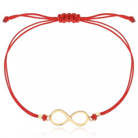 Гривна с червен конец и златен елемент Безкрайност