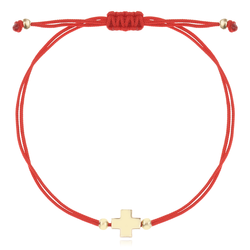 Гривна с червен конец и златен елемент Кръст