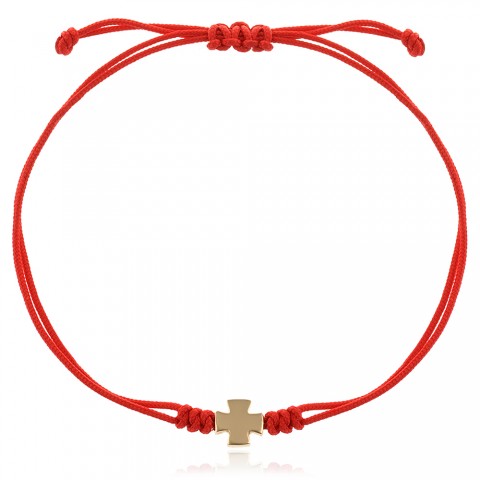 Гривна с червен конец и златен елемент Кръст