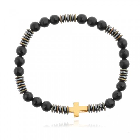 Гривна с оникси и златно кръстче