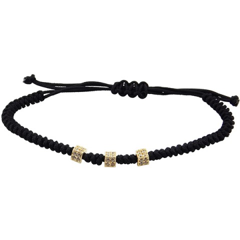 Гривна с черен конец и златни топчета