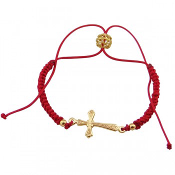 Златна Гривна С Червен Конец 001