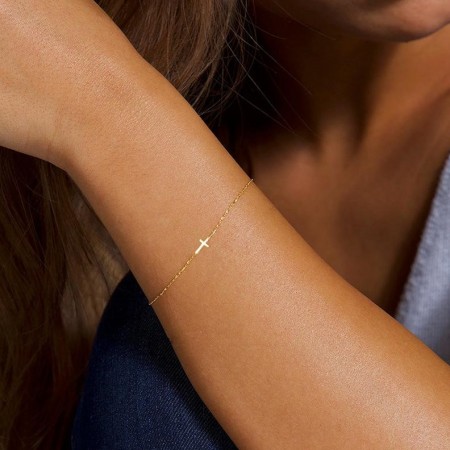 Златна гривна Halo Cross