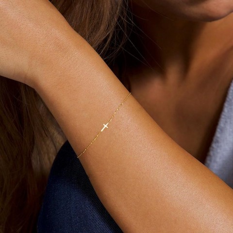 Златна гривна Halo Cross