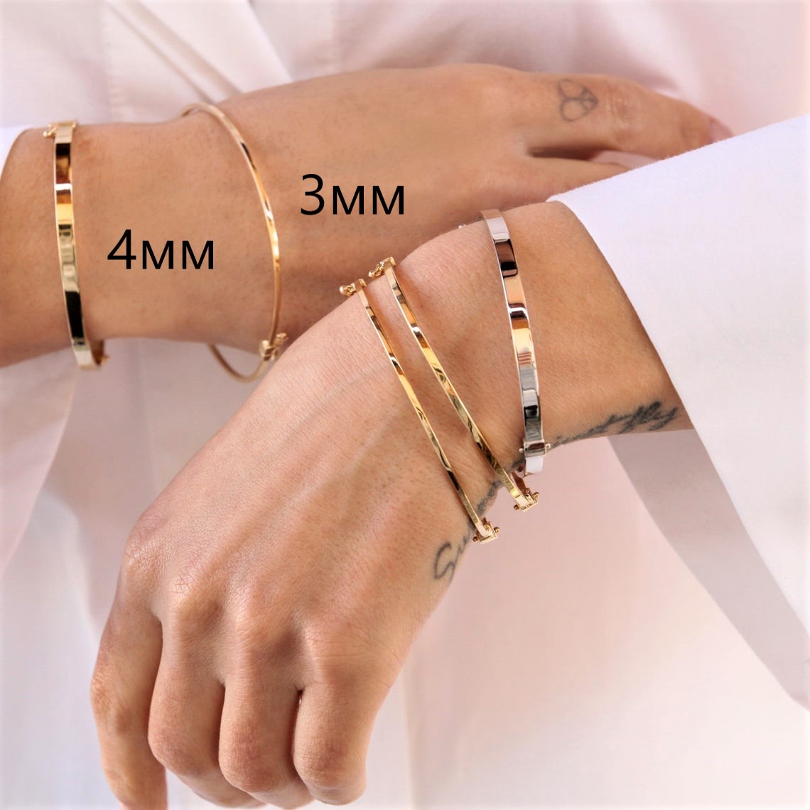 Златна твърда гривна Luxe Line