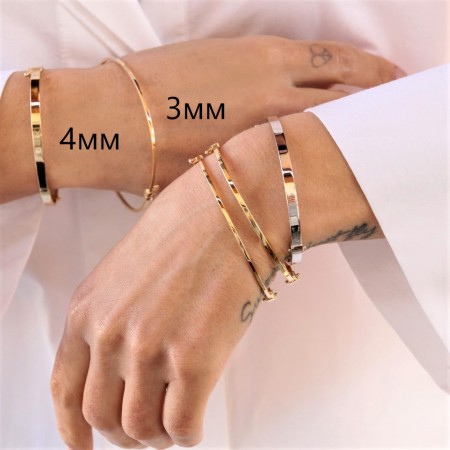 Златна твърда гривна Luxe Line