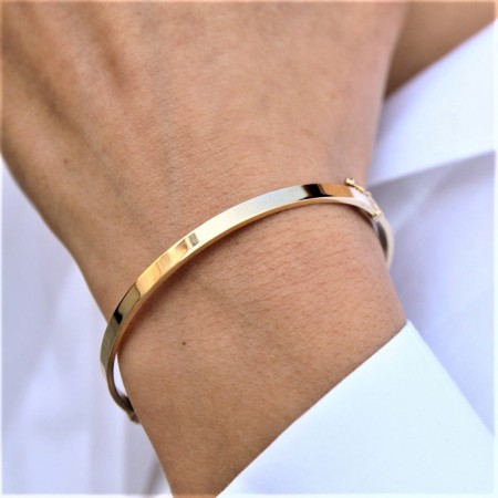 Златна твърда гривна Luxe Line