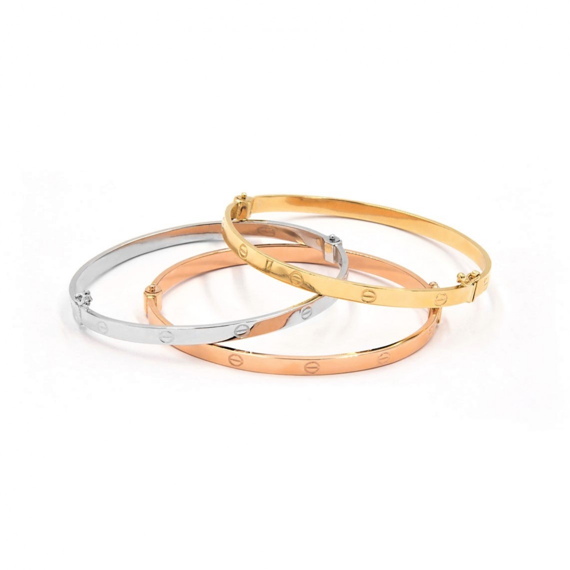 Златна твърда гривна Luxe Line