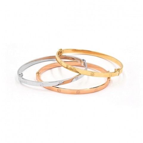 Златна твърда гривна Luxe Line