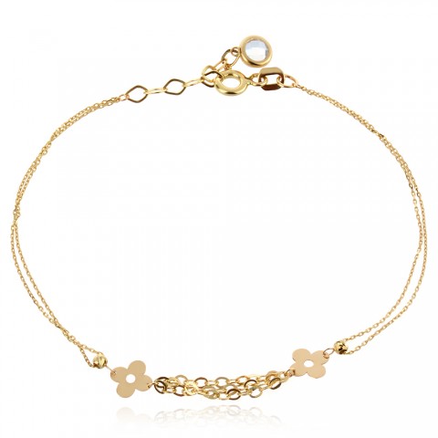 Златна двойна гривна с цветя