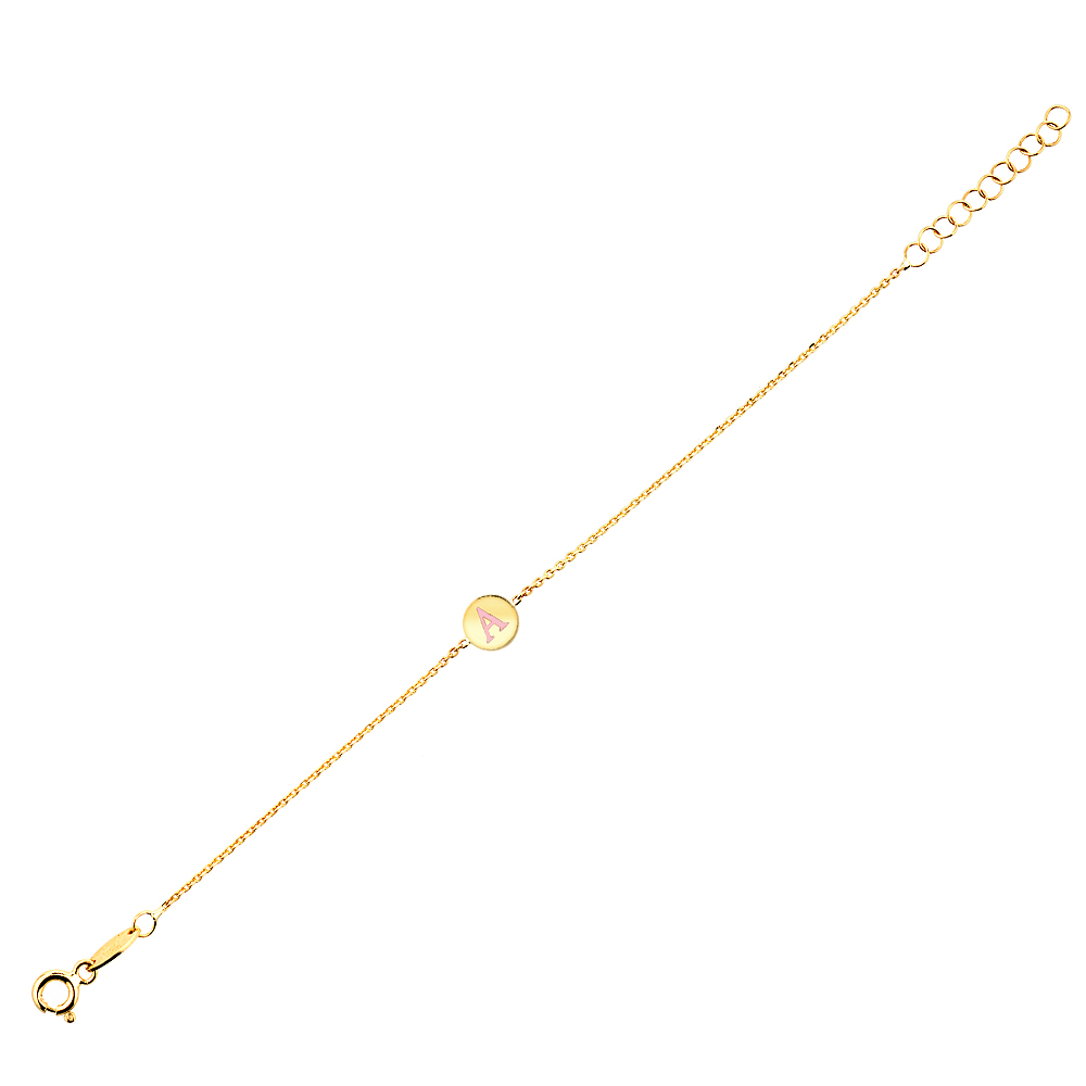 Златна гривна за бебе с буква