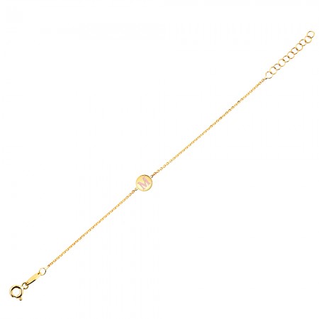 Златна гривна за бебе с буква