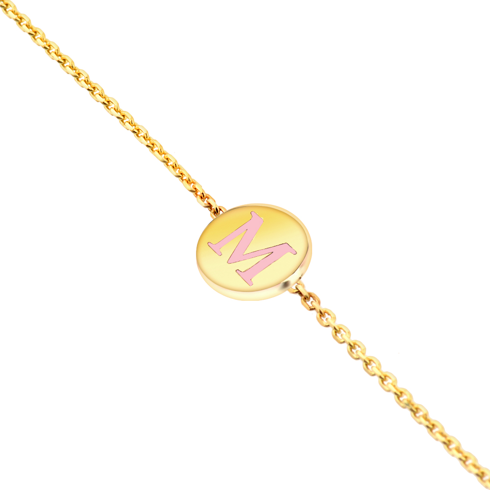 Златна гривна за бебе с буква