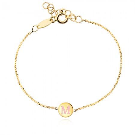 Златна гривна за бебе с буква