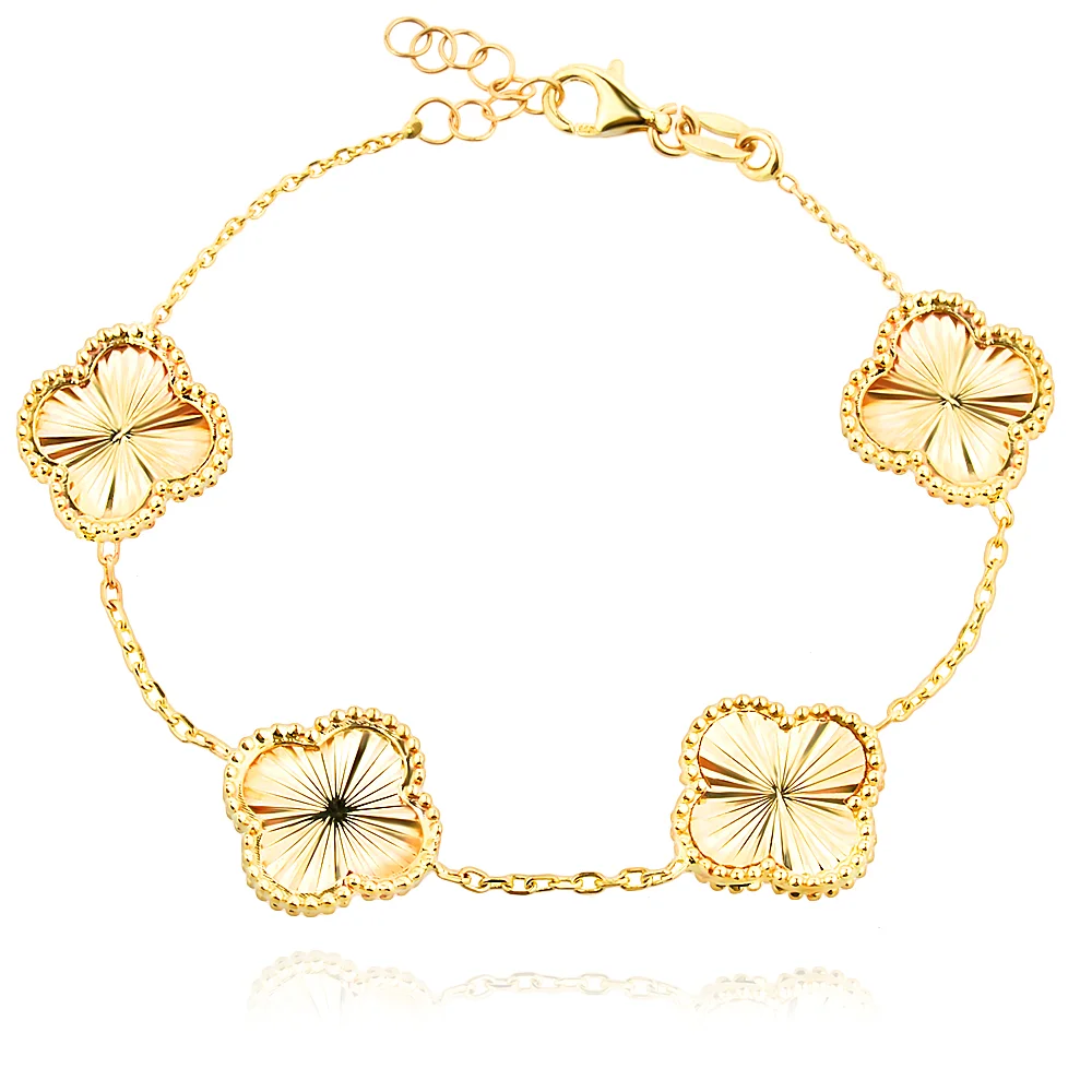 Златна Гривна Diamond Clover - Import (Златни и сребърни бижута)