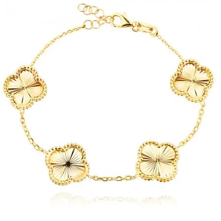 Златна Гривна Diamond Clover - Import (Златни и сребърни бижута)