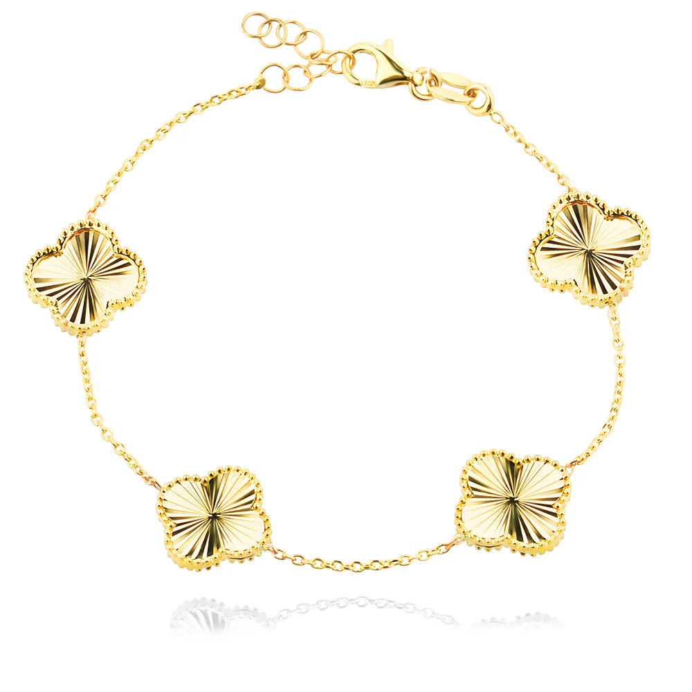 Златна Гривна Diamond Clover - Import (Златни и сребърни бижута)