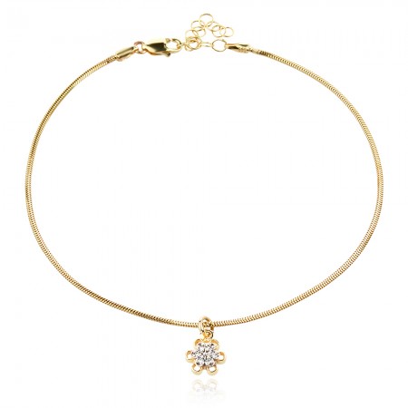 Златна гривна за крак Flower