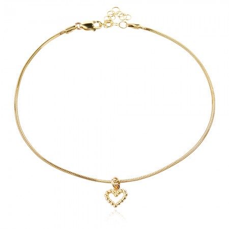 Златна гривна за крак Heart