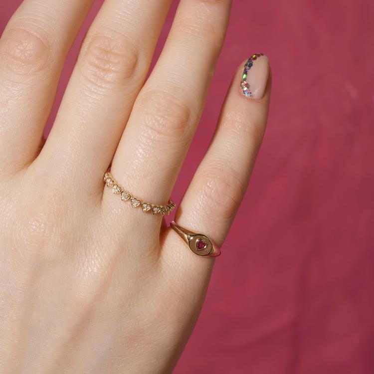 Златен пръстен Line Heart