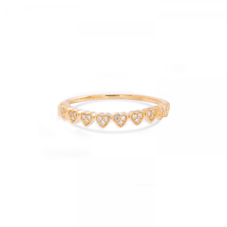 Златен пръстен Line Heart