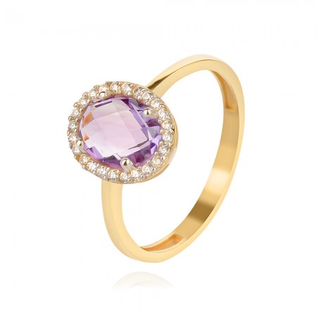 Златни обеци Amethyst