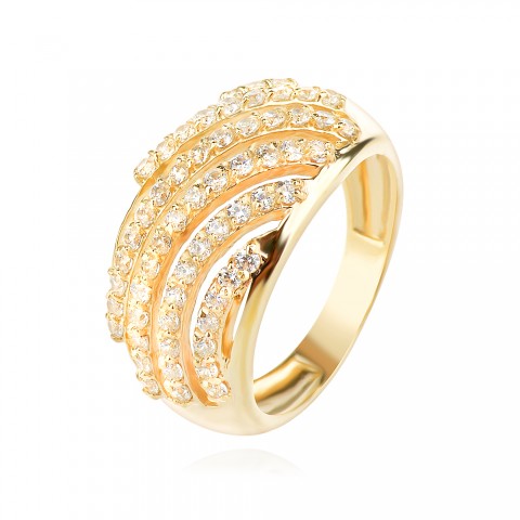 Златен пръстен Line stone