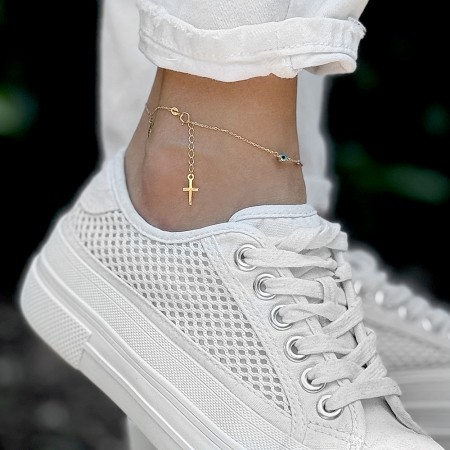 Златна гривна за крак Blue 