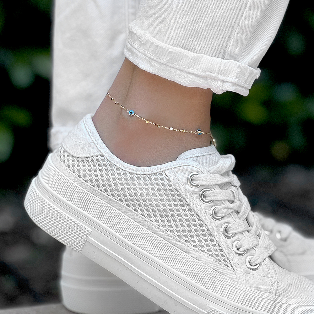 Златна гривна за крак Blue 