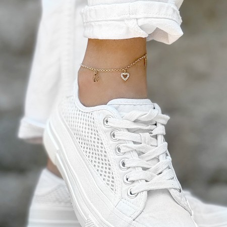 Златна гривна за крак Love