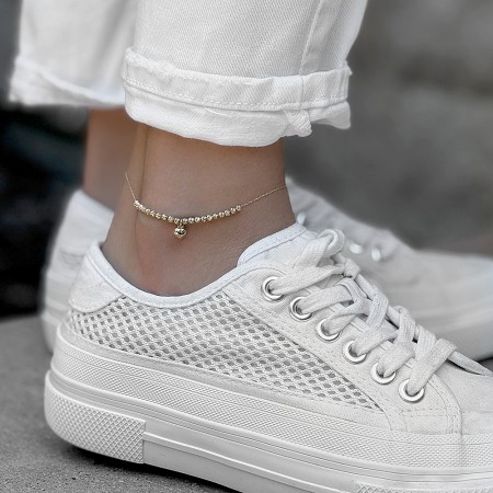 Златна гривна за крак Diamond Love