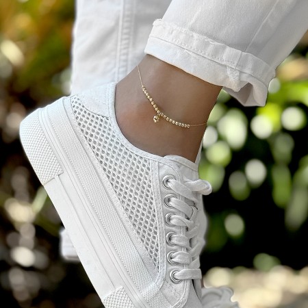 Златна гривна за крак Diamond Love