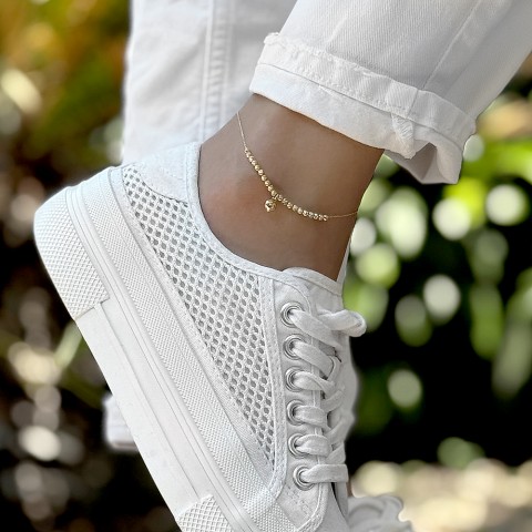 Златна гривна за крак Diamond Love