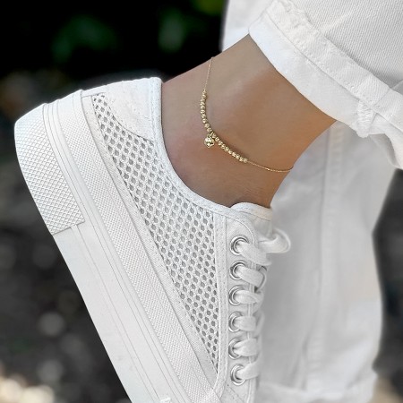 Златна гривна за крак Diamond Love