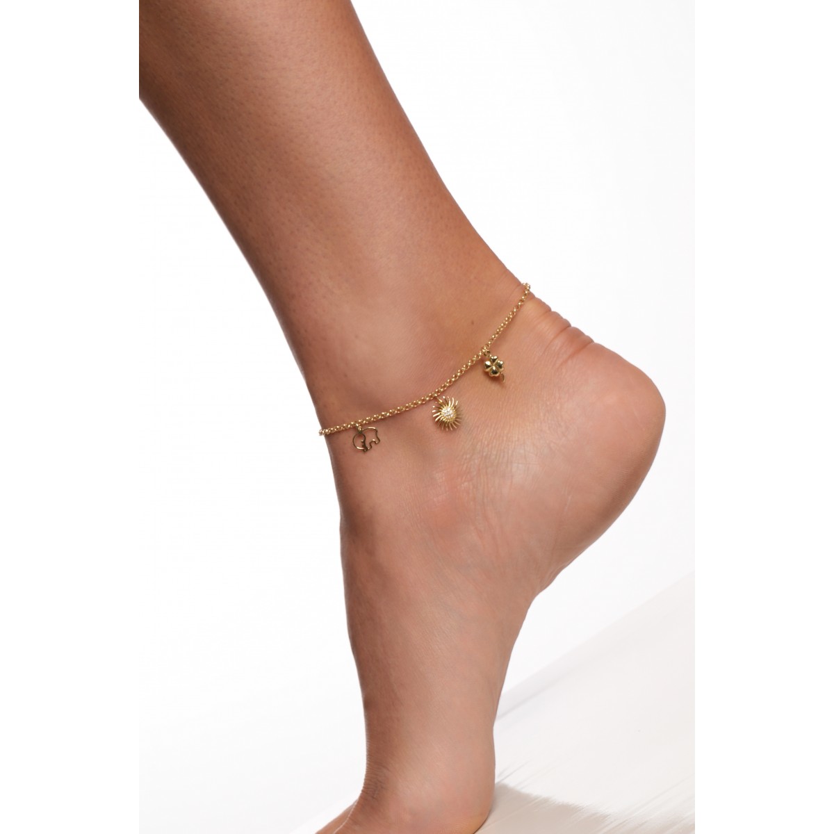 Златна гривна за крак Sunny Elephant