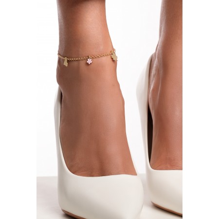  Златна гривна за крак  Locked Heart