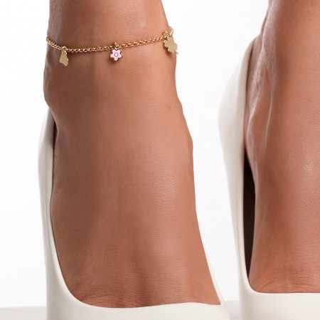  Златна гривна за крак  Locked Heart